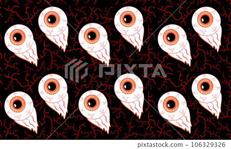 Happy Halloween, bloody eyeballs on black background seamless pattern vector 106329326