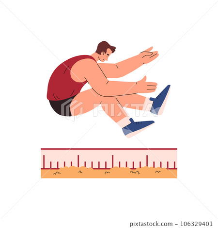 Athletic young boy in special pose jumping flat style, vector illustration 106329401
