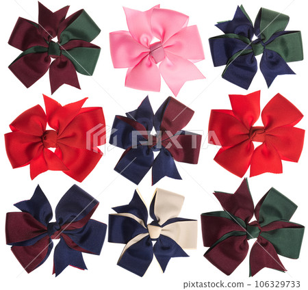 Bright colored ribbons bows set isolated on white background. Bright colored ribbons bows set isolated on white background. 106329733