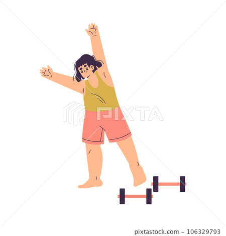 Little Girl Doing Morning Physical Exercise as Children Day Activity Vector Illustration 106329793