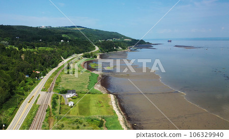 Aerial scene of St Joseph-de-la-Rive, Quebec, Canada 106329940