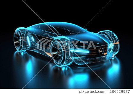 Futuristic sport car with glowing led lights. Generative AI 106329977