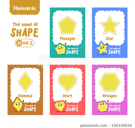 Flashcards (2D Shape Vol.2), Cards for children to learn the names of shapes. illustration cartoon vector design on white background. kid and study game concept. 106330020