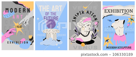 Art exhibition posters with antique sculpture, greek statues 106330189