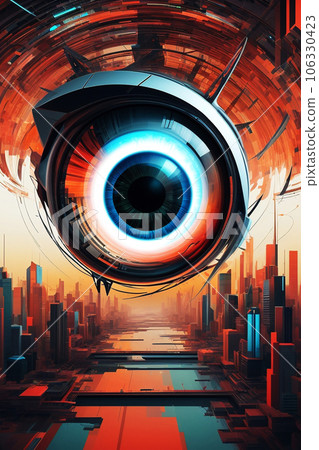 Abstract Digital Futuristic Eye 106330423