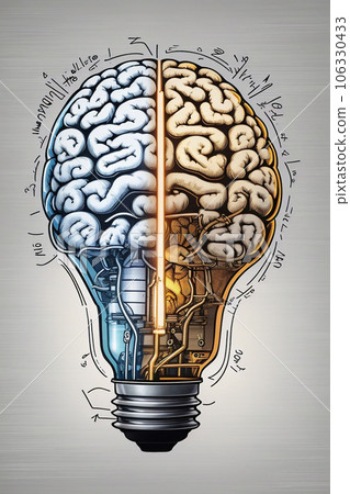 Creative icon of a half brain half lightbulb 106330433