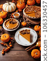 Traditional thanksgiving food on wooden table 106330457