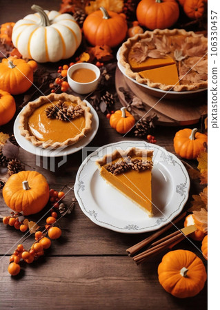 Traditional thanksgiving food on wooden table Traditional thanksgiving food on wooden table 106330457