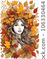 Card with autumn leaves 106330464