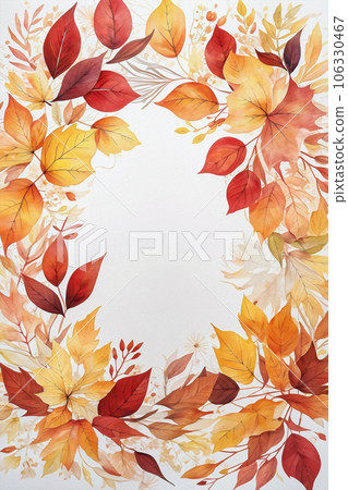 Autumn background. Watercolor painting leaves 106330467