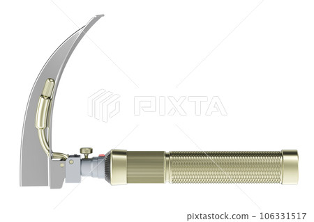 Laryngoscope Tool, side view. 3D rendering Laryngoscope Tool, side view. 3D rendering 106331517