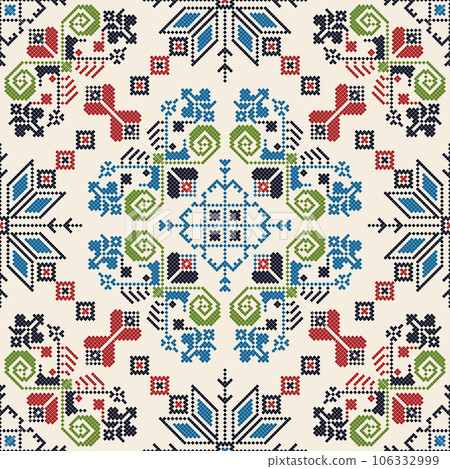 Latvian embroidery vector seamless pattern 4 Latvian embroidery vector seamless pattern 4 106332999