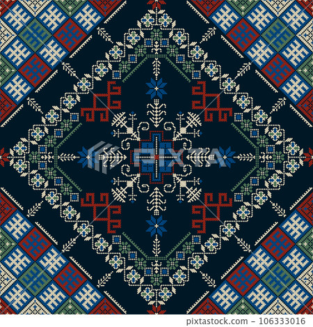 Latvian embroidery vector seamless pattern 19 106333016