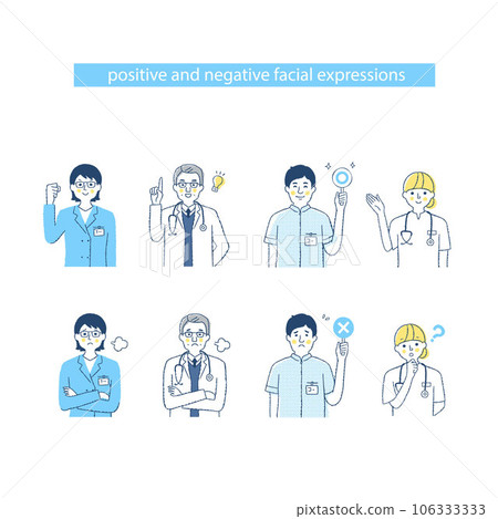Facial expressions of 4 medical workers i-2.4.A.F Negative & positive 106333333