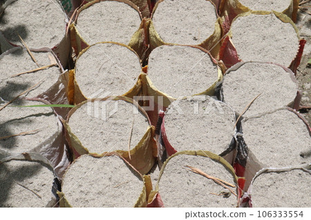 soil fertilizer in white plastic bags 106333554