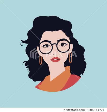 Avatar Illustration Of Female Character On Blue Background Avatar Illustration Of Female Character On Blue Background 106333771