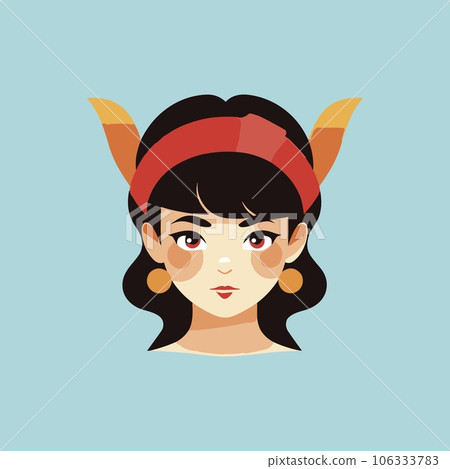 Feminine Avatar Illustration On Blue Background 106333783
