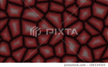 Halftone dots abstract digital technology red light on black background. Halftone dots abstract digital technology red light on black background. 106334303