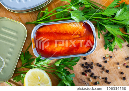 Mackerel fillets in tomato sauce Mackerel fillets in tomato sauce 106334568