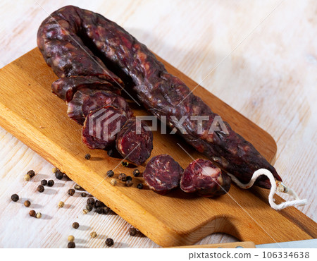 Dry cured sausage with liver Dry cured sausage with liver 106334638
