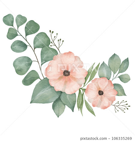 floral composition flower  watercolor illustration isolated element 106335269