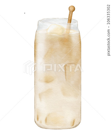 Watercolor tea jelly fresh milk  watercolor illustration isolated element 106335302