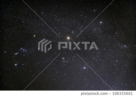 The starry sky in winter Orion at the zenith and the Milky Way in winter The starry sky in winter Orion at the zenith and the Milky Way in winter 106335681
