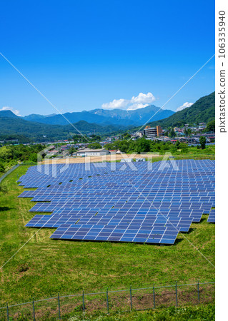 Tanigawa mountain range Solar panels View from Tsukiyono Ohashi Bridge Tanigawa mountain range Solar panels View from Tsukiyono Ohashi Bridge 106335940