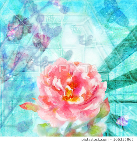 手繪插畫的溫室裡盛開著明亮可愛的玫瑰 106335965