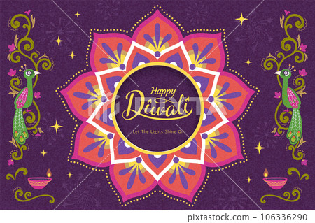 Happy Diwali festival with rangoli 106336290