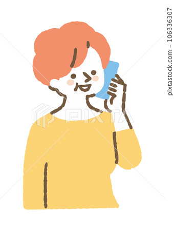 Elderly woman talking to someone on mobile phone_color 106336307