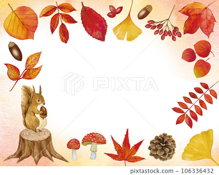 watercolor hand drawn autumn leaves frame - Stock Illustration ...