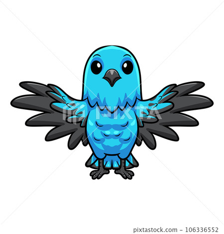 Cute spangled cotinga bird cartoon flying 106336552