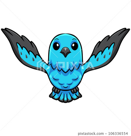 Cute spangled cotinga bird cartoon flying 106336554
