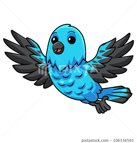 Cute spangled cotinga bird cartoon flying Cute spangled cotinga bird cartoon flying 106336565