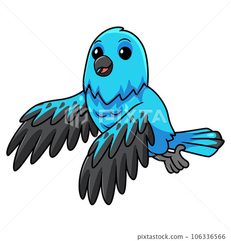 Cute spangled cotinga bird cartoon flying 106336566