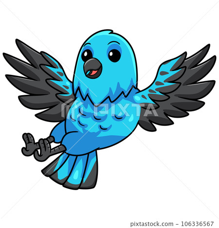 Cute spangled cotinga bird cartoon flying Cute spangled cotinga bird cartoon flying 106336567