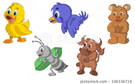 Animal element clipart design on white background, animal cartoon icon set isolated No.1 106336728