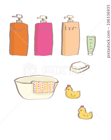 simple and cute hand drawn bath set illustration simple and cute hand drawn bath set illustration 106336935