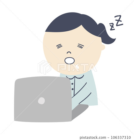 一個昏昏欲睡的職員的插圖 一個昏昏欲睡的職員的插圖 106337310