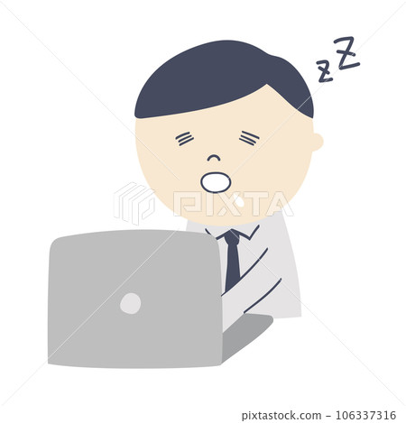 一個昏昏欲睡的辦公室工作人員的插圖 106337316