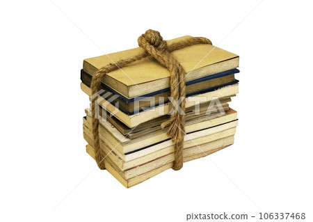 Old books are bound rope isolated on white 106337468