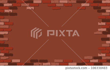 Brick wall crack brown surface for copy space vector background. brown tone brick wall on brown backdrop 106338483