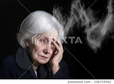 An elderly woman with dementia who has an uneasy expression "AI-generated image" An elderly woman with dementia who has an uneasy expression "AI-generated image" 106338562