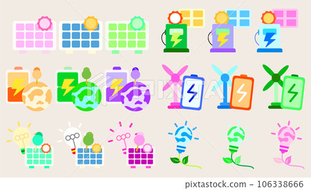 Collection solar panel solar energy recycle. Nature and Renewable Energy. Green Energy and Natural Resource Conservation. 106338666