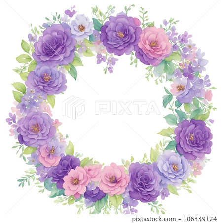 Vintage flower wreath frame on white Vintage flower wreath frame on white 106339124