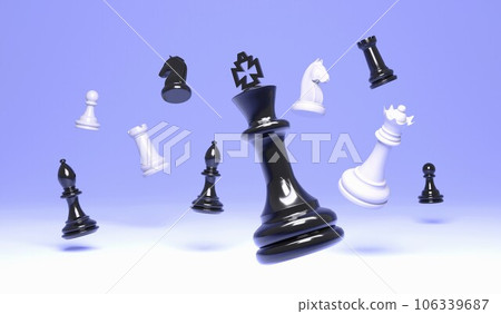 3D chess illustration king, queen bishop and pawn horse rook on blue background , 3d rendering chess concept background 3D chess illustration king, queen bishop and pawn horse rook on blue background , 3d rendering chess concept background 106339687