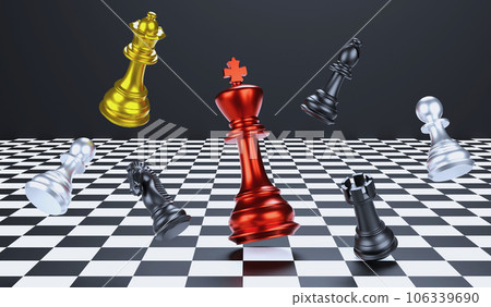 3D chess illustration king, queen bishop and pawn horse rook on black background , 3d rendering chess piece wallpaper background 3D chess illustration king, queen bishop and pawn horse rook on black background , 3d rendering chess piece wallpaper background 106339690