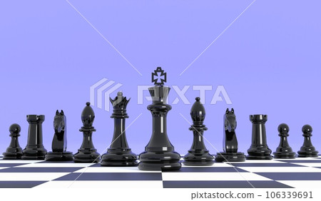 3D closeup line up of black chess in purple background illiustration , 3D rendering chess concept and blank area for copy space 3D closeup line up of black chess in purple background illiustration , 3D rendering chess concept and blank area for copy space 106339691