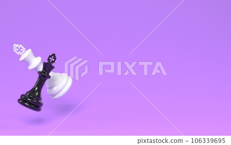 3D illustration black and white king on purple background for copy space , 3D rendering object chess concept 106339695